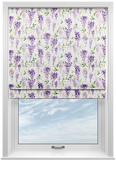 Wisteria Silk, Violet - Motorised Roman Blind